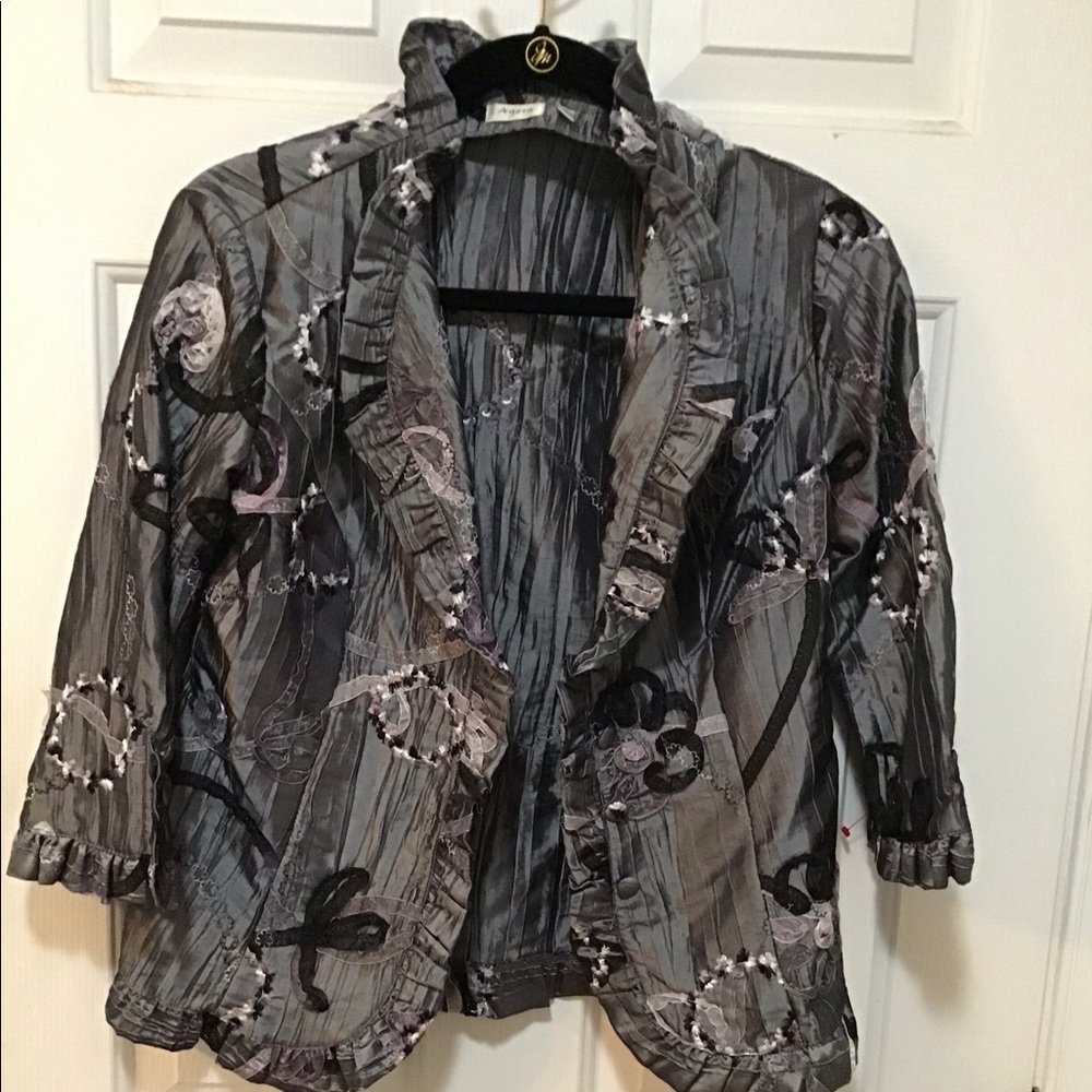 AGORA TAFFETA JACKET SZ S BEAUTIFUL DESIGN EUC